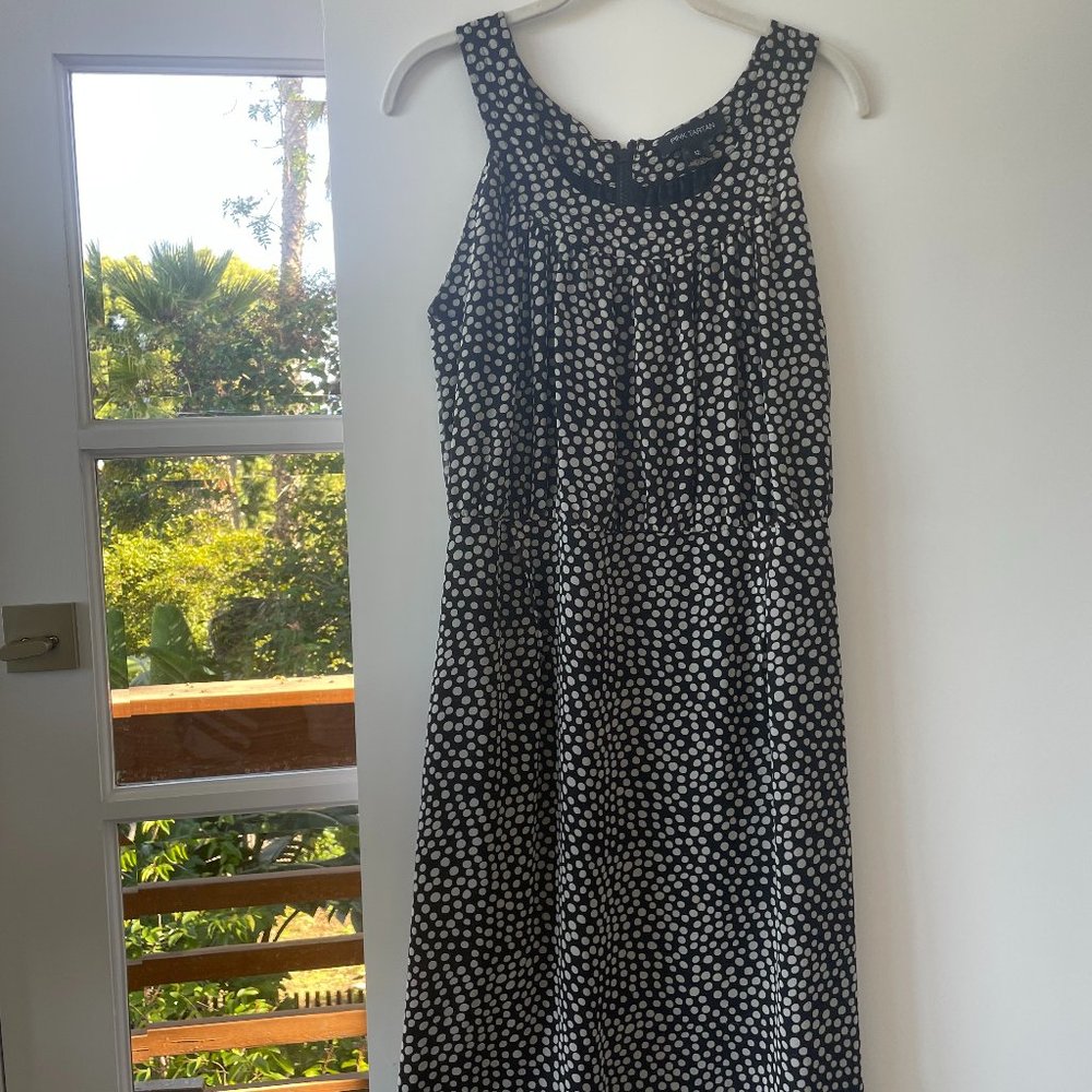 Pink Tartan Polka Dot Sleeveless Dress in Black and White, Size 12